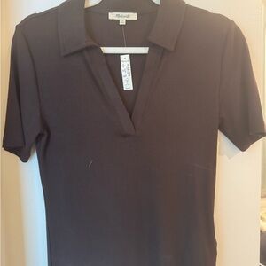 Madewell Brown Fitted Polo Short Sleeve Tee
